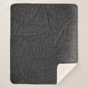 Couverture Sherpa Cuir noir : texture de closeup transparente.