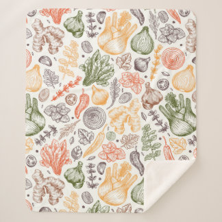 Couverture Sherpa Cuisine Garden Motif végétal