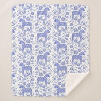 Cuisine suédoise Dala Horse bleu et blanc Sherpa B