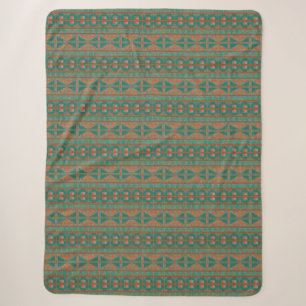 Couverture Sherpa Cuivre du sud-ouest Turquoise Motif géométrique Gr