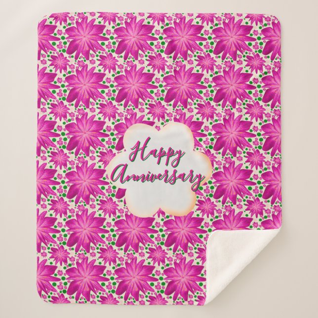 Couverture Sherpa Custom and personalized pink floral  (Devant)