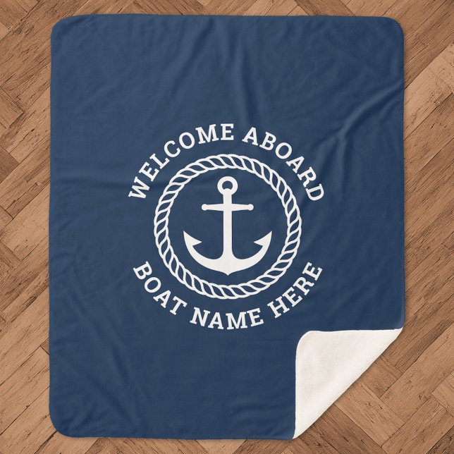 Couverture Sherpa Custom boat name welcome aboard anchor and rope (Créateur téléchargé)