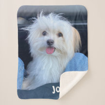 Custom Dog Photo Blanket with Pet's Name 