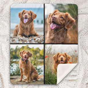 Couverture Sherpa Custom Modern 4 Photo Collage Chien