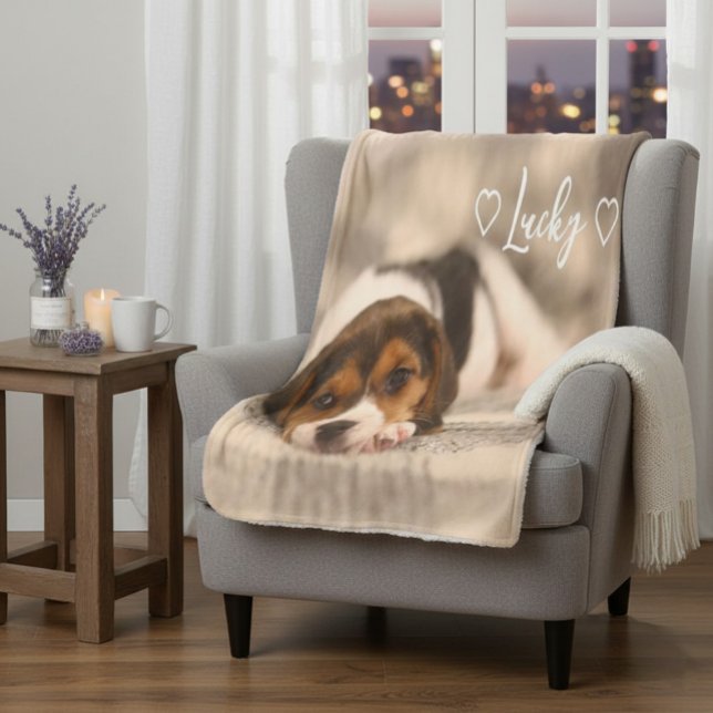Couverture Sherpa Custom Pet Photo & Name Sherpa Blanket (Créateur téléchargé)