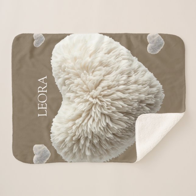 Couverture Sherpa Customizable Name Fluffy Heart Blanket (Devant (Horizontal))