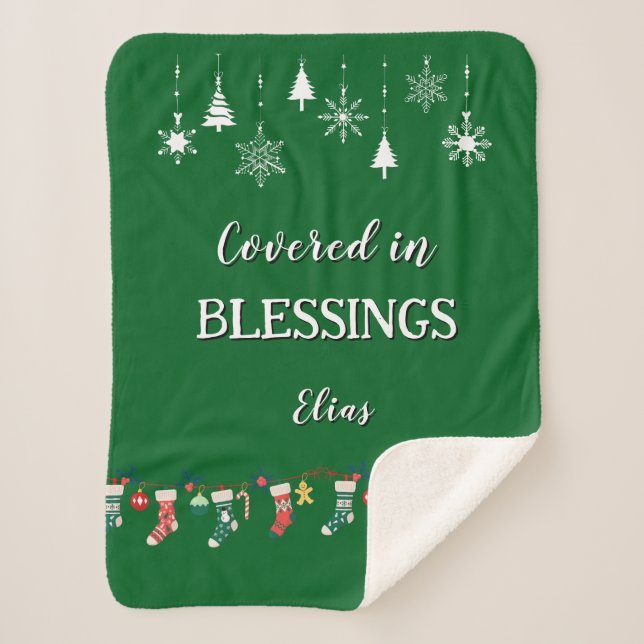 Couverture Sherpa Customizable Sherpa Blanket Green Christmas Gift (Devant)