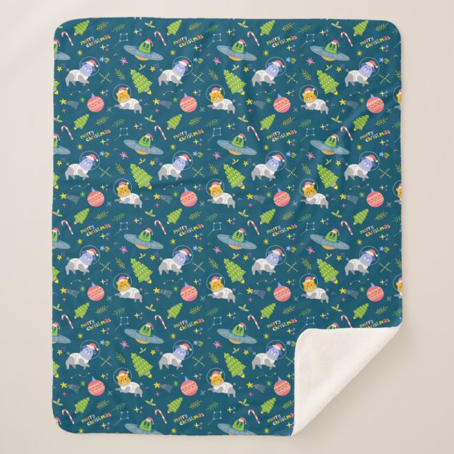 Couverture Sherpa Cute Animaux Astronautes (Devant)