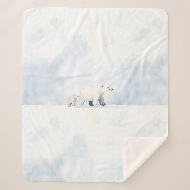 Couverture Sherpa Cute arctic polar bear family (Devant)