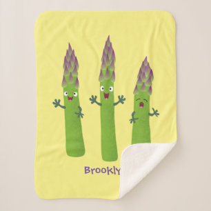 Couverture Sherpa Cute asperges chantant un trio végétal dessin anim