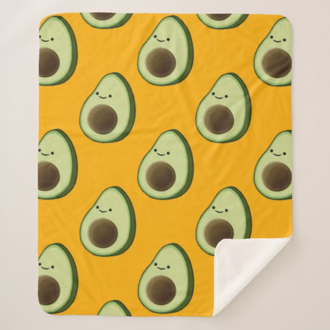 Couverture Sherpa Cute Avocado Motif de dessin animé Sherpa Blanket (Devant)