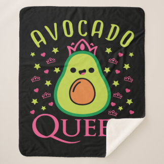 Couverture Sherpa Cute Avocado Queen with Heart Keto Girl Cooking 
