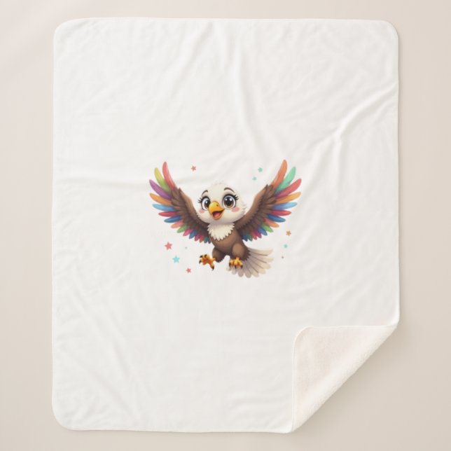 Couverture Sherpa Cute Cartoon Eagle Flying – Friendly Vector Art (Devant)
