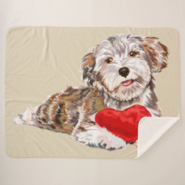 Couverture Sherpa Cute Chien Sherpa Blanket (Devant (Horizontal))