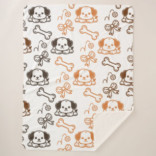 Couverture Sherpa Cute Chiot Sherpa Blanche
