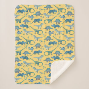 Couverture Sherpa Cute Dinosaure préhistorique Motif Jaune