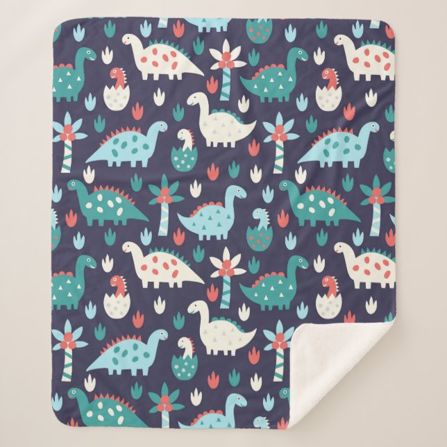 Couverture Sherpa Cute dinosaure sans couture motif (Devant)