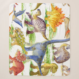 Couverture Sherpa Cute Dinosaures Aquarelle Art sans fil
