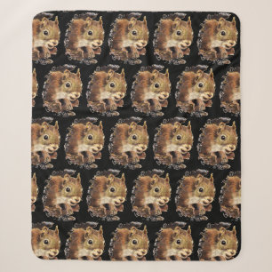 Couverture Sherpa Cute écureuil Curieux Amusant Animal Aquarelle Art