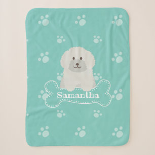 Couverture Sherpa Cute Fluffy Poodle blanc Amoureux des chiens chiot