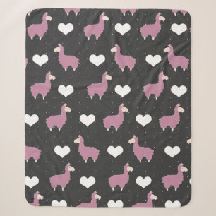 Couverture Sherpa Cute Funny Llamas et Coeurs Roses