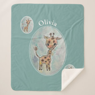 Couverture Sherpa Cute Giraffe Customisée