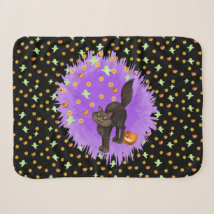 Couverture Sherpa Cute Halloween Chat Noir Fantômes Étoiles Citrouil