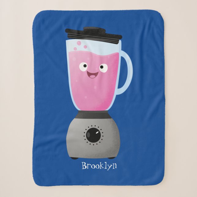 Couverture Sherpa Cute happy food mixender cuisine appareil dessin a (Devant)
