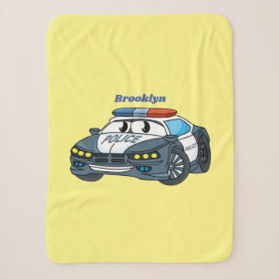Couverture Sherpa Cute happy police car cartoon illustration