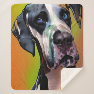 Couverture Sherpa Cute Harlequin Great Dane