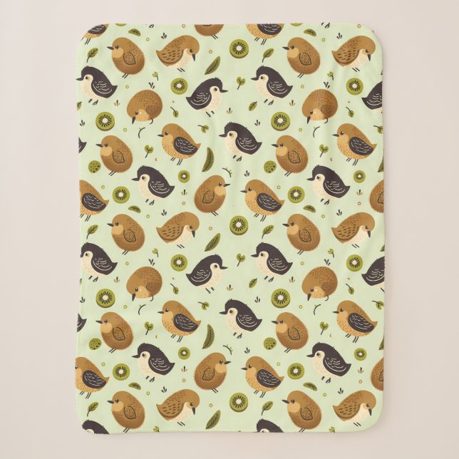 Couverture Sherpa Cute Kiwi Birds Motif (Devant)