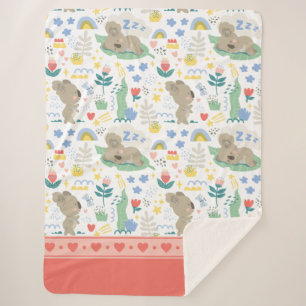Couverture Sherpa Cute Koala Motif avec petit nom de fille en rose
