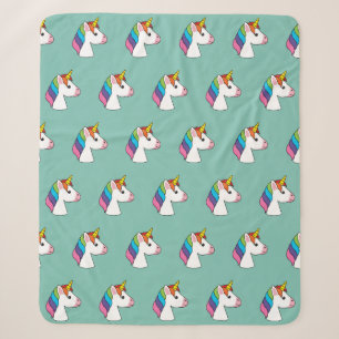 Couverture Sherpa Cute licorne magique avec cheveux colorés