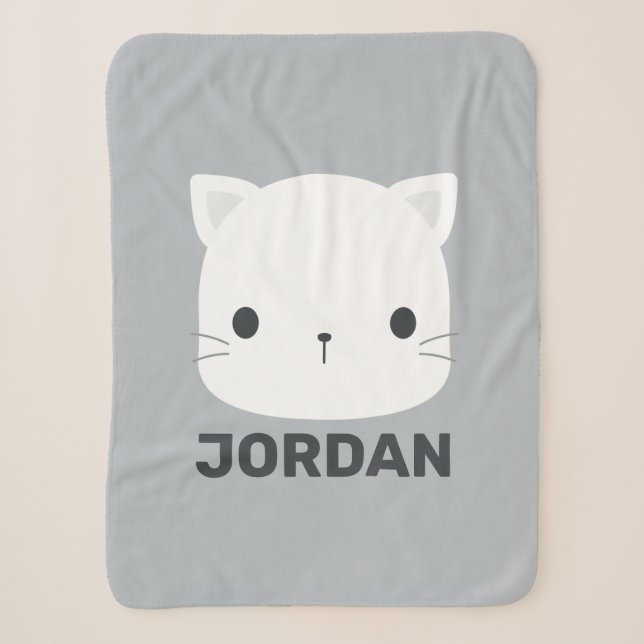 Couverture Sherpa Cute Little Cat avec nom personnalisé (Devant)