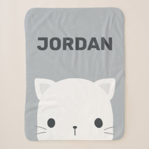 Couverture Sherpa Cute Little Cat avec nom personnalisé