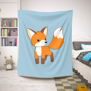 Couverture Sherpa Cute Little Fox sur Blue