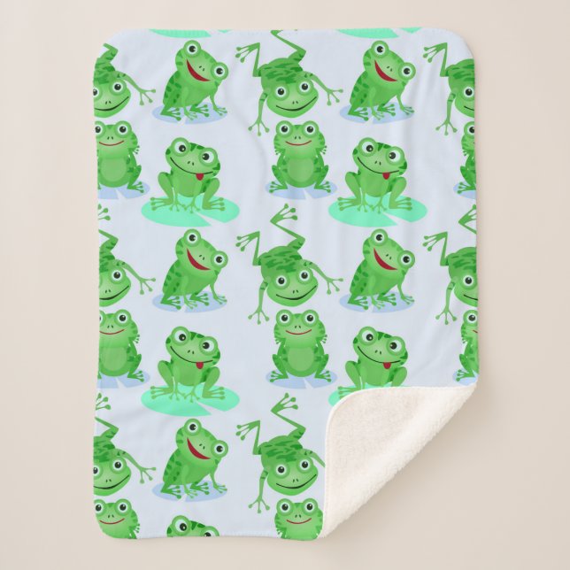 Couverture Sherpa Cute Motif de grenouille (Devant)