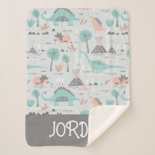 Couverture Sherpa Cute Pastel Dinosaur Motif