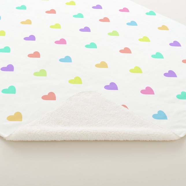 Couverture Sherpa Cute Pastel Rainbow Hearts Motif (3/4)