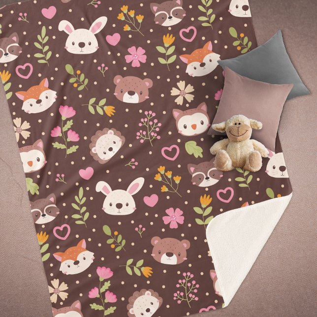 Couverture Sherpa Cute Personnalisé Bois Animaux Motifs Enfants (Créateur téléchargé)