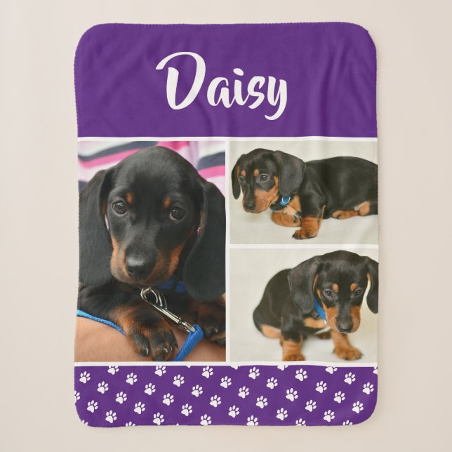 Couverture Sherpa Cute Photo Collage Nom du chien animal de compagni (Devant)