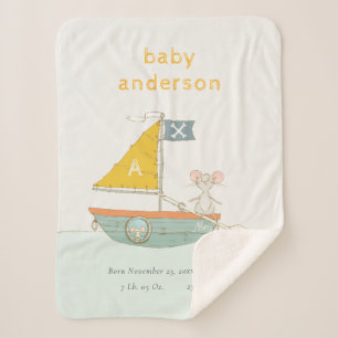 Couverture Sherpa Cute Pirate Souris Voilier Enfants Monogram Baby S