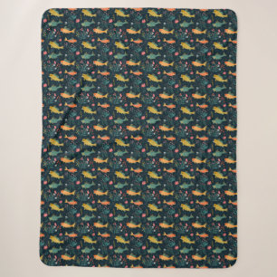 Couverture Sherpa Cute poisson d'or sous-marin Koi Motif Plante aqua