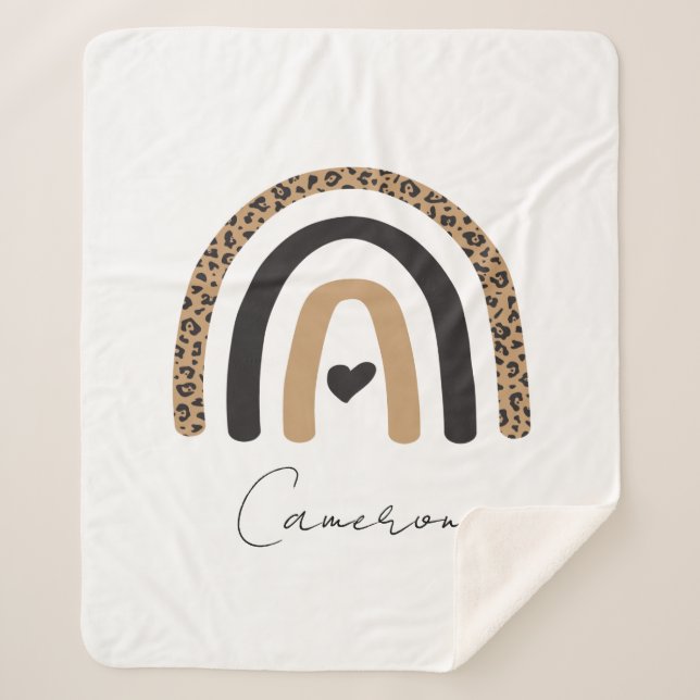 Couverture Sherpa Cute Rainbow Leopard Motif (Devant)