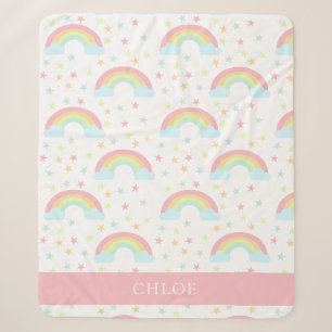 Couverture Sherpa Cute Rainbow Stars Soft Pastel Colors Baby Girl