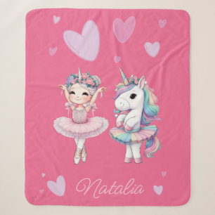 Couverture Sherpa Cute rose Ballerina Unicorn Sherpa Blanket