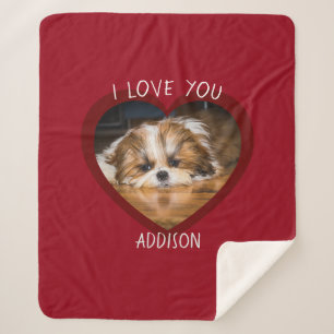 Couverture Sherpa Cute shih tzu love Saint Valentin