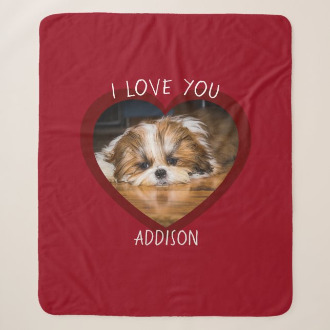 Couverture Sherpa Cute shih tzu love Saint Valentin (Devant)