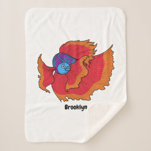 Couverture Sherpa Cute Siamese combat poisson betta dessin