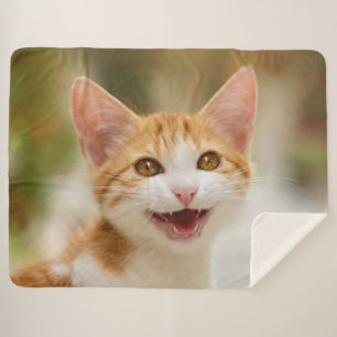 Couverture Sherpa Cute Smiling Kitten Face Funny Cat Meow